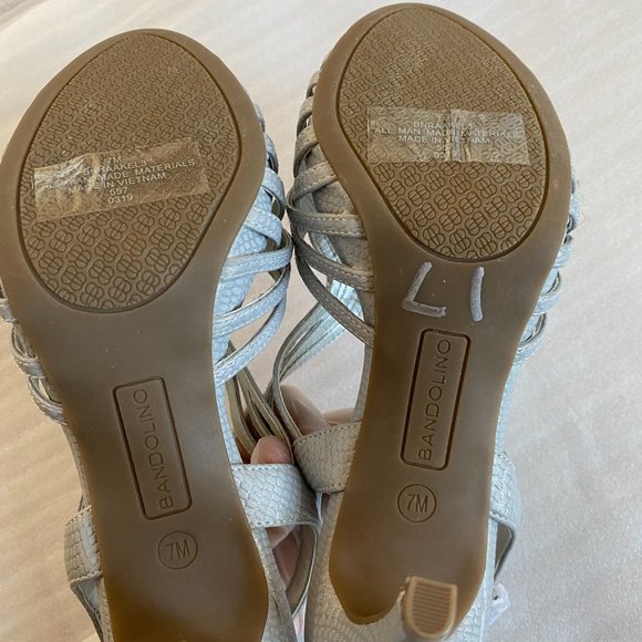 NWT Women’s LIGHT GREY OPEN TOE HIGH HEELD SHOES SIZE 7 - Picture 5 of 8